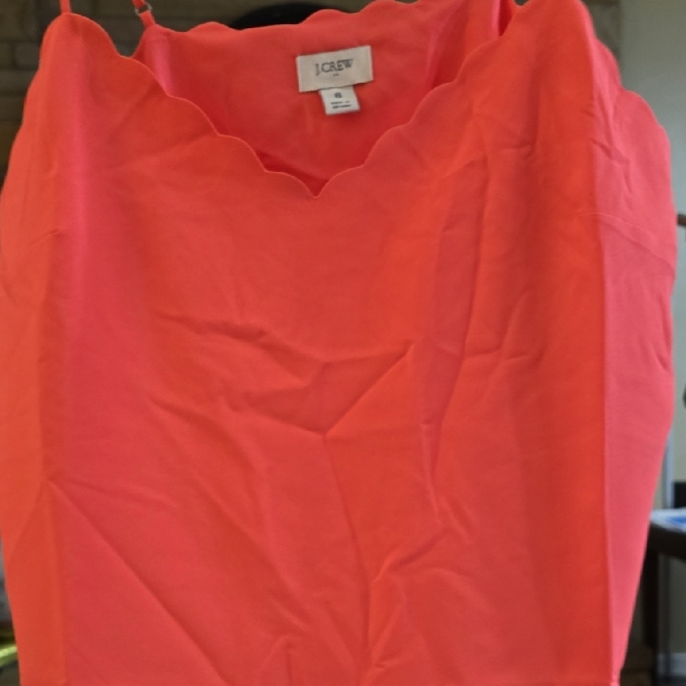 J. Crew Bright Coral Scalloped Camisole